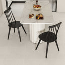 Windsor Dining Chair Set of 2 with Solid Rubber Wood Frame-Black