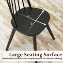 Windsor Dining Chair Set of 2 with Solid Rubber Wood Frame-Black