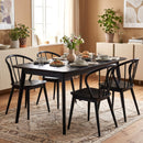 Windsor Dining Chairs Set of 4 with Spindle Backrest-Black