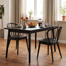 Windsor Dining Chairs Set of 4 with Spindle Backrest-Black