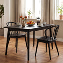Windsor Dining Chairs Set of 4 with Spindle Backrest-Black