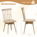 Windsor Dining Chairs Set of 2 Mid Century Rubber Wood Kitchen Chairs with Swivel Seat
