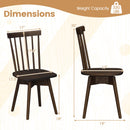 Windsor Dining Chairs Set of 2 Mid Century Rubber Wood Kitchen Chairs with Swivel Seat