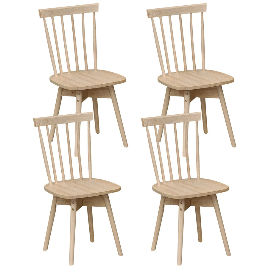 Windsor Dining Chairs Set of 4 Mid Century Rubber Wood Kitchen Chairs with Swivel Seat