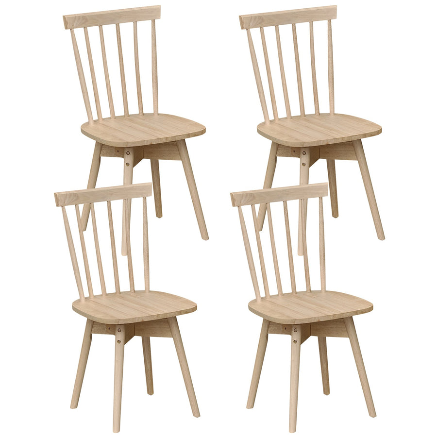 Windsor Dining Chairs Set of 4 Mid Century Rubber Wood Kitchen Chairs with Swivel Seat