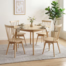 Windsor Dining Chairs Set of 4 Mid Century Rubber Wood Kitchen Chairs with Swivel Seat