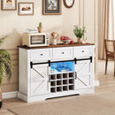 52 Inches Wine Bar Cabinet with LED Lights and Sliding Barn Doors