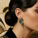 Wings of Emerald Jeweled Cluster Earrings