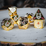 Wolves' Den Red, White, and Gold Metal Dice Set