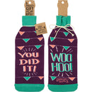 Woo Hoo! You Did It! Knit Wine Bottle Sock | Reusable Gift Bag for Gifting Wine