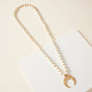 Wood Bead Crescent Pendant Necklace | Ivory or Mint