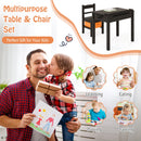 Wood Activity Kids Table and Chair Set with Storage Space-Dark Brown