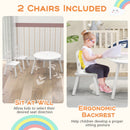 Wood Activity Kids Table and Chair Set with Center Mesh Storage-White