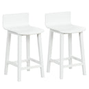 Wood Bar Stools Set of 2 with Solid Back and Seat