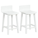Wood Bar Stools Set of 2 with Solid Back and Seat