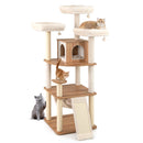 68 Inch Tall Cat Tree with 3 Padded Perches Condo and Sisal Scratching Posts-Natural