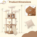 68 Inch Tall Cat Tree with 3 Padded Perches Condo and Sisal Scratching Posts-Natural