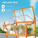 Wood Cold Frame Greenhouse with Transparent Openable Roof and Slatted Storage Shelf-Orange