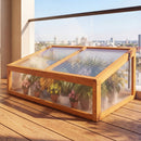 Wood Cold Frame Greenhouse Raised Planter Bed Protection with Transparent Flip-top Roof-Orange
