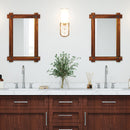 Wood Framed Mirror with Acacia Wood Frame and Vintage Rivet Design Brown