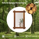 Wood Framed Mirror with Acacia Wood Frame and Vintage Rivet Design Brown