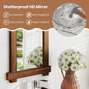 Wood Framed Mirror with Acacia Wood Frame and Vintage Rivet Design Brown