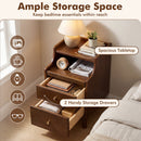 Wood Nightstand Set of 2 with Drawers and Solid Wood Legs