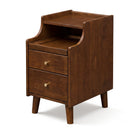Wood Nightstand with Drawers and Solid Wood Legs for Bedroom