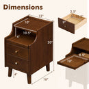 Wood Nightstand with Drawers and Solid Wood Legs for Bedroom