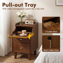 Wood Nightstand with Drawers and Solid Wood Legs for Bedroom