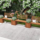 Wood Planter Box with Bench and Backrest for Garden Yard Balcony