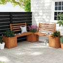 Wood Planter Box with Bench and Backrest for Garden Yard Balcony