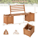 Wood Planter Box with Bench and Backrest for Garden Yard Balcony