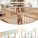 Wooden Baby Playpen Adjustable Large Play Yard for Infants-Natural