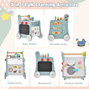 6-in-1 Wooden Baby Stroller with Play Kitchen for Kids Over 12 Months