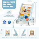 Wooden Baby Walker Push and Pull Learning Activity Center with Wheels for Toddlers 1+ Years Old