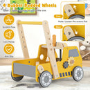 2-in-1 Wooden Baby Walker with Adjustable Speed and Bottom Storage-Yellow
