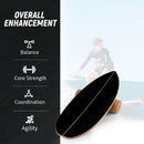 Wooden Balancing Board with Cork Roller and Storage Rack to Exercise