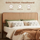 Queen Rattan Headboard Bed Frame with Wood Slat Support