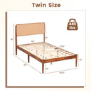 Queen Rattan Headboard Bed Frame with Wood Slat Support