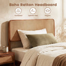 Queen Rattan Headboard Bed Frame with Wood Slat Support