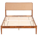 Queen Rattan Headboard Bed Frame with Wood Slat Support