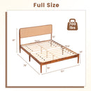 Queen Rattan Headboard Bed Frame with Wood Slat Support