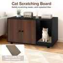 Wooden Cat Litter Box Enclosure Hidden Litter Box Furniture with Scratching Board