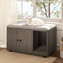 Wooden Cat Litter Box Enclosure Hidden Litter Box Furniture with Scratching Board