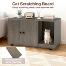 Wooden Cat Litter Box Enclosure Hidden Litter Box Furniture with Scratching Board