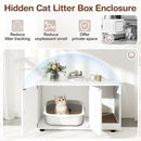 Wooden Cat Litter Box Enclosure Hidden Litter Box Furniture with Scratching Board
