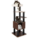 Wooden Cat Tower Top Perch with Soft Padding-Brown