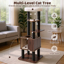 Wooden Cat Tower Top Perch with Soft Padding-Brown