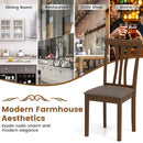 Wooden Dining Chairs Set of 2 with Linen Fabric Upholstered and Rubber Wood Frame-Brown